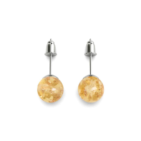 Bernstein | 925er Sterlingsilber | Glühwürmchen-Glas-Ohrstecker